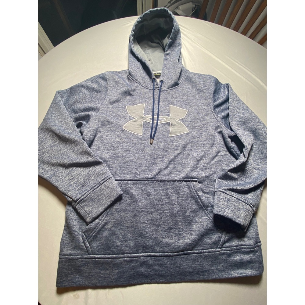 Under Armour Storm Hoodie Mens Small Blue Heather Space Dye Pullover Sweatshirt